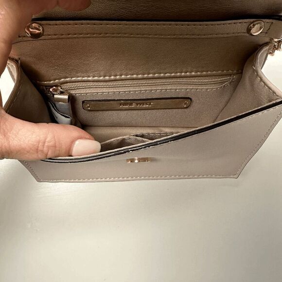 NINE WEST Mini Clutch Ivory Studded Faux Leather Crossbody Bag‎ - Picture 7 of 7